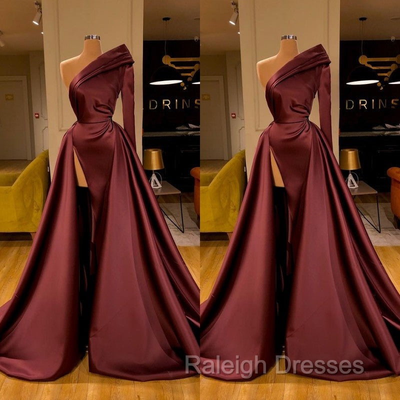 Chic Long Sleeve One Sleeve Evening Dress With Split On Sale Secondary image