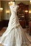 Chic Mermaid Halter Satin Ivory Long Wedding Dresses Bridal Dress