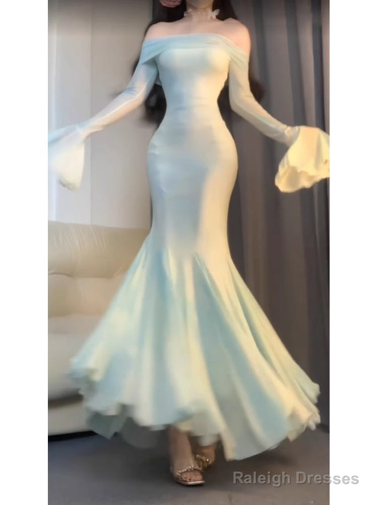 Chic Mermaid Off The Shoulder Mint Green Ankle Length Birthday Dresses Birthday Outfits Main image