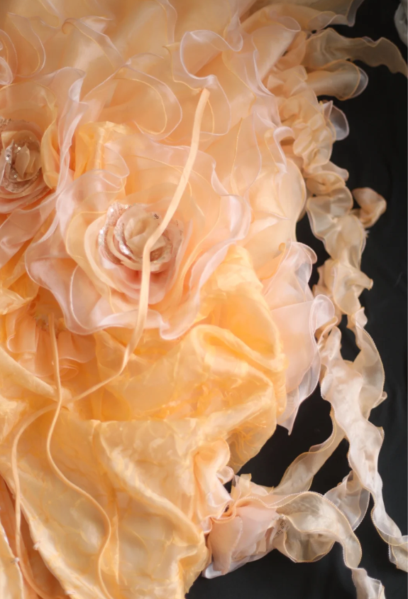 Chic orange heart-shaped neckline handmade flower beading irregular layered skirt A-line wedding dress
