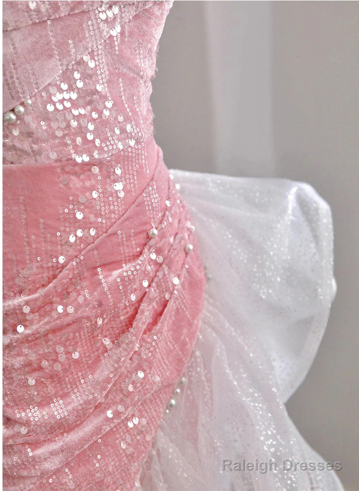 Chic Pink High Low Mermaid Off Shoulder Prom Dress, Pink Homecoming Dress