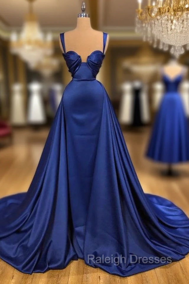 Chic Royal Blue Straps Sweetheart Prom Dress Overskirt Long Main image