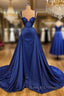 Chic Royal Blue Straps Sweetheart Prom Dress Overskirt Long