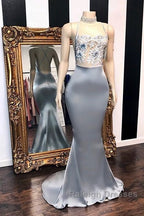 Chic Sequins Sleeveless Mermaid Prom Dress Glitter New Arrival Halter Red Prom Gowns