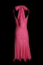 Chic Sheath Short  Prom Dresses Chiffon Beaded Hot Pink Birthday Dresses Sleeveless Evening Dresses