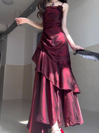 Chic Sheath Spaghetti Straps Burgundy Long Prom Dress Birthday Outfits