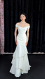 Chic Mermaid White Bridal Shower Dress Chiffon Off-Shoulder Long Prom Dress