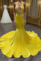 Chic Sleeveless Halter Backless Mermaid Prom Dress