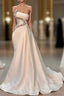 Chic Strapless Sleeveless Waist Hollow Beaded Empire Ruched Satin Prom Dress