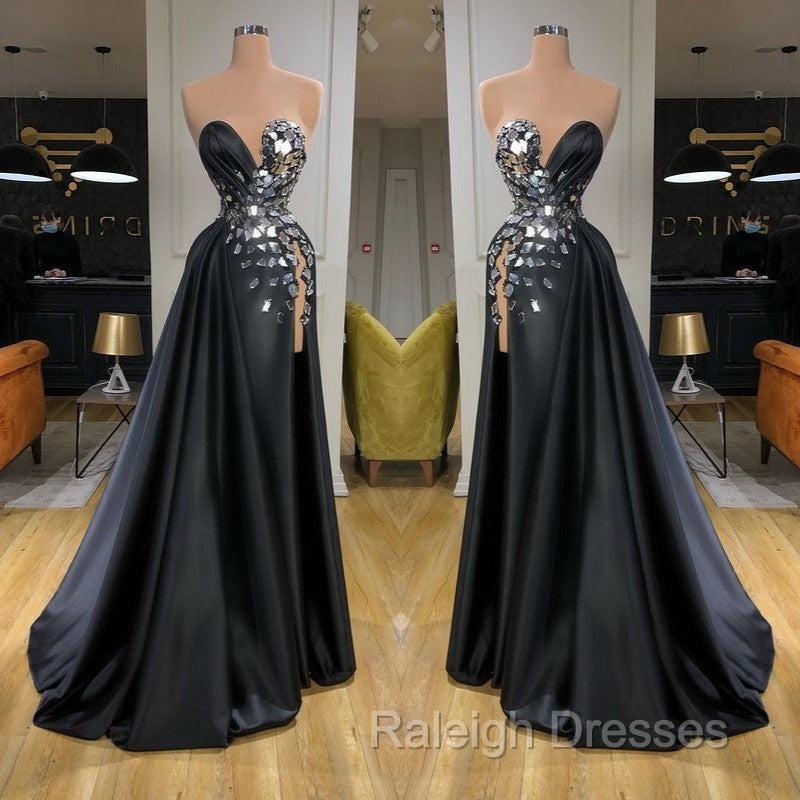 Chic Sweetheart Crystal Long Prom Dress With Split Online Secondary image