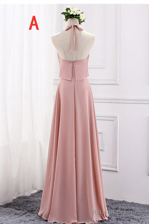 Chiffion Halter Pink Mismatched Bridesmaid Dresses