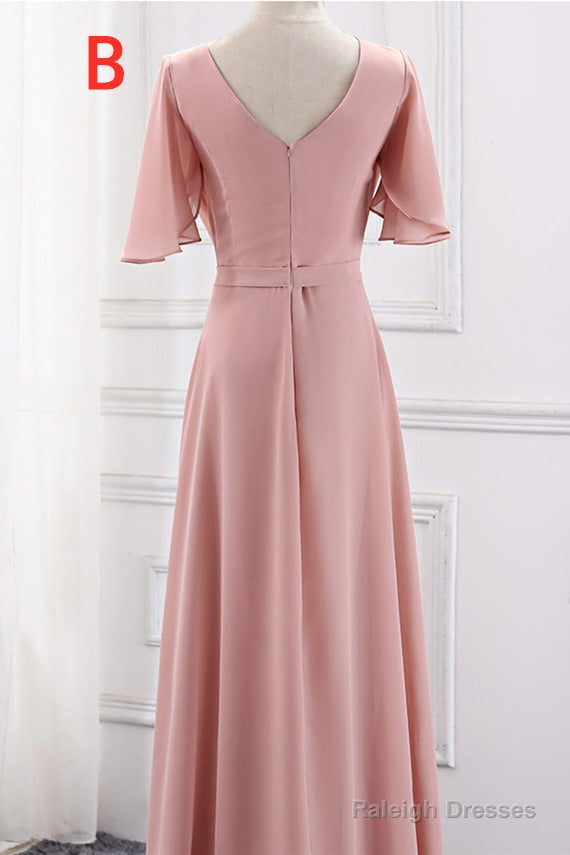 Chiffion Halter Pink Mismatched Bridesmaid Dresses