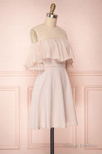 Chiffon 3/4 Sleeves Appliques Lace Bridesmaids Dress