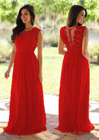 Chiffon Long Dress Floor Length A Line Sleeveless Bateau Zipper Prom Dress With Appliqued