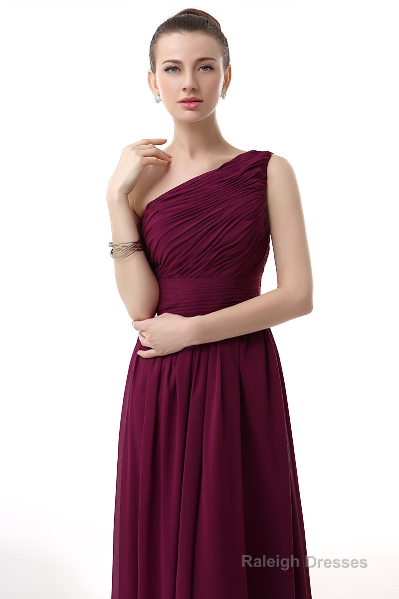 Chiffon One Shoulder Burgundy Prom Dresses Secondary image