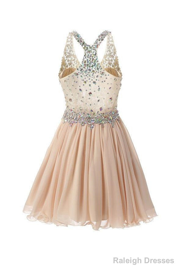 Chiffon Open Back Homecoming Dress Short Prom Dress