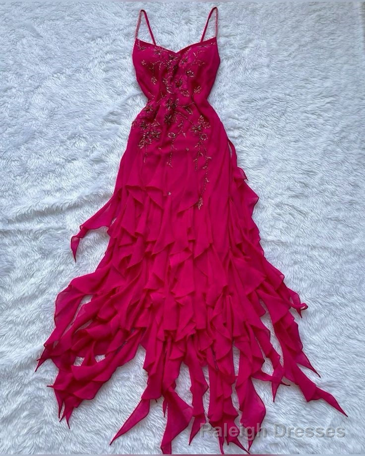 Chiffon Prom Dress Irregular Party Dress Long Formal Dress Main image