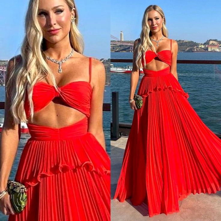Chiffon Prom Dress Spaghetti Strap Floor Length Sleeveless Formal Evening Dresses Secondary image