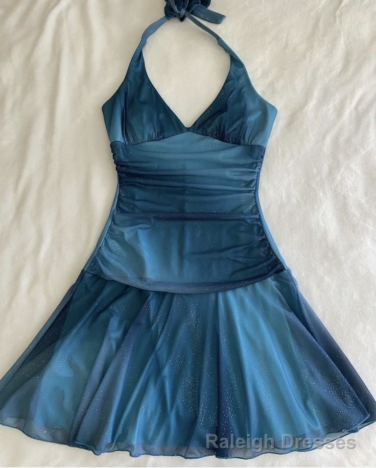 Chiffon Sleeveless Halter Party Dress Short Prom Dress Main image