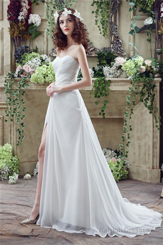 Chiffon Sweetheart Neckline A-Line Wedding Dresses With Rhinestones Secondary image