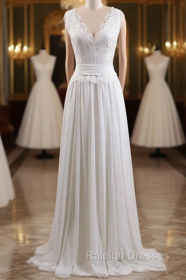 Chiffon Wedding Gowns A line Summer Wedding Dress Lace Bridal Dress
