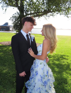 Classic Blue Floral Prom Dress Long Prom Gowns