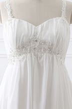 Classic Fabulous A Line Chiffon Wedding Dresses Straps Appliques Lace Up Bridal Gowns