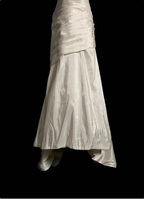 Classic Ivory Strapless Ruffled Satin Mermaid Long Formal Prom Dress