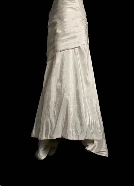 Classic Ivory Strapless Ruffled Satin Mermaid Long Formal Prom Dress