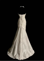 Classic Ivory Strapless Ruffled Satin Mermaid Long Formal Prom Dress