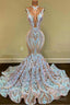 Classic Mermaid Lace Sequin Floor Length Prom Dresses