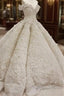 Classic Off theshoulder Luxurious Appliques Ball Gown Wedding Dress