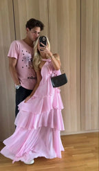 Classic Pink Prom Dress Long Prom Gowns 22Th Birthday Outfit