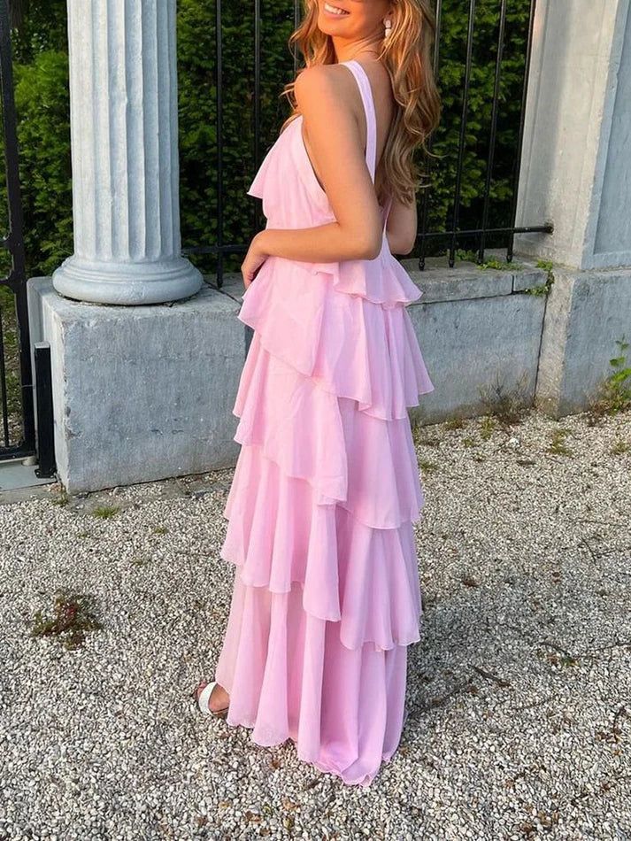 Classic Pink Prom Dress Long Prom Gowns 22Th Birthday Outfit