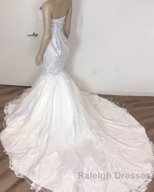Classic Sleeveless Sweetheart Lace Appliques Mermaid Slim Bridal Wedding Dresses Secondary image