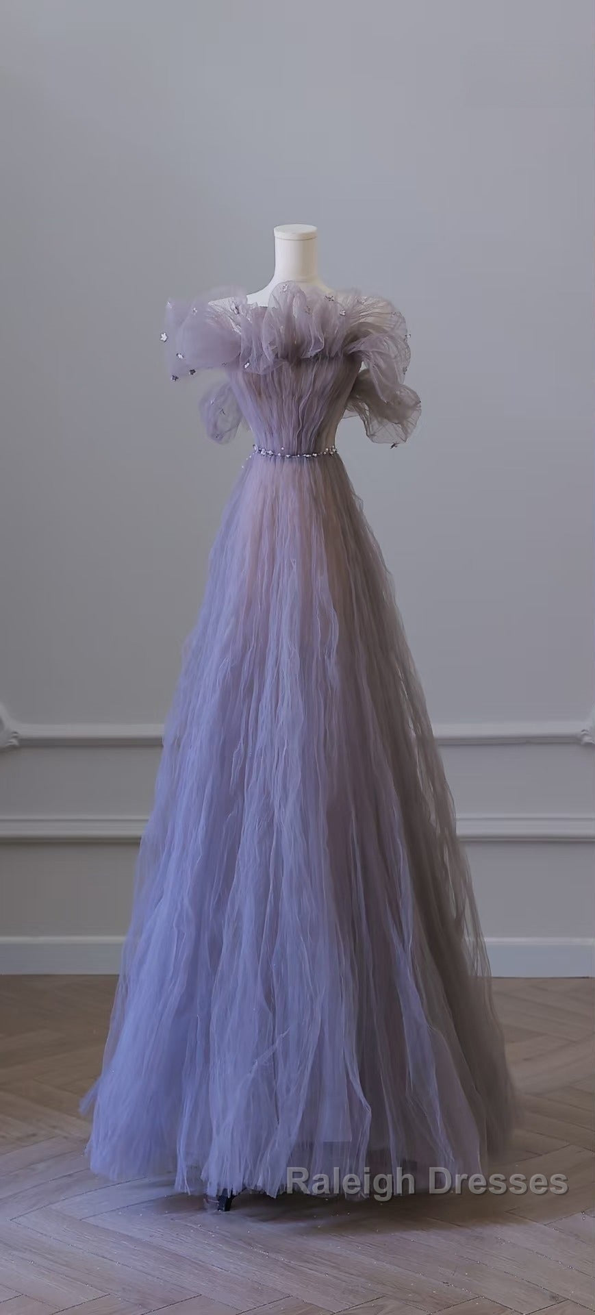 Classy A Line Off The Shoulder Lilac Tulle Long Evening Dress Prom Dresses