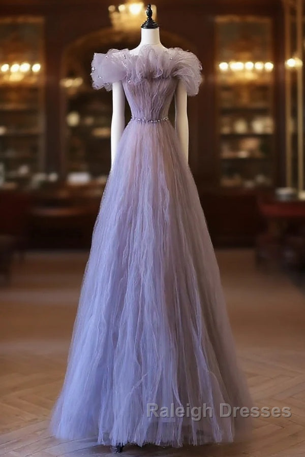 Classy A Line Off The Shoulder Lilac Tulle Long Evening Dress Prom Dresses Main image
