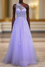 Classy A-Line One Shoulder Lavender Long Prom Dress