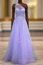 Classy A-Line One Shoulder Lavender Long Prom Dress