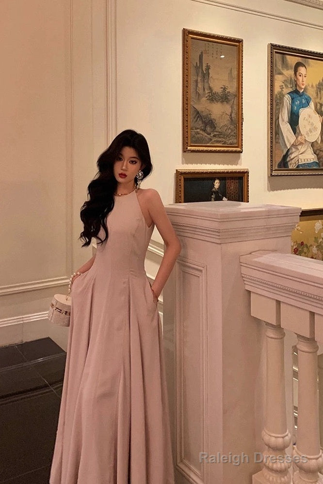 Classy A Line Scoop Neckline Long Light Pink Prom Dresses Birthday Outfits Evening Gown Secondary image