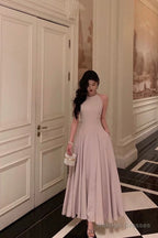 Classy A Line Scoop Neckline Long Light Pink Prom Dresses Birthday Outfits Evening Gown