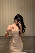 Classy A-Line Spaghetti Straps Floral Lace Ivory Prom Dress Birthday Outfits Prom Gowns