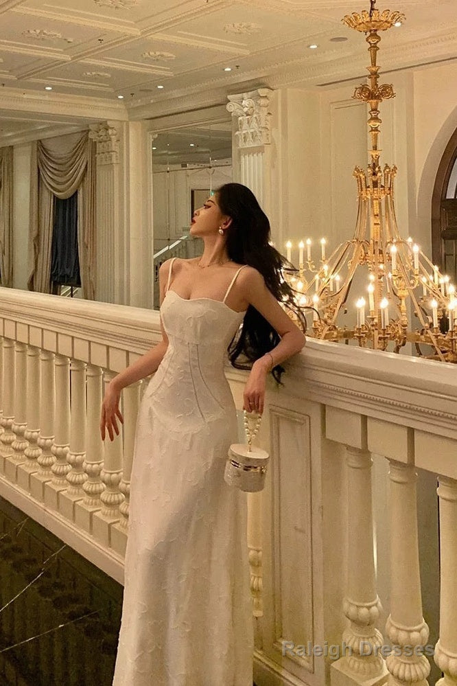 Classy A Line Spaghetti Straps Sleeveless White Lace Prom Dresses Birthday Outfits Secondary image