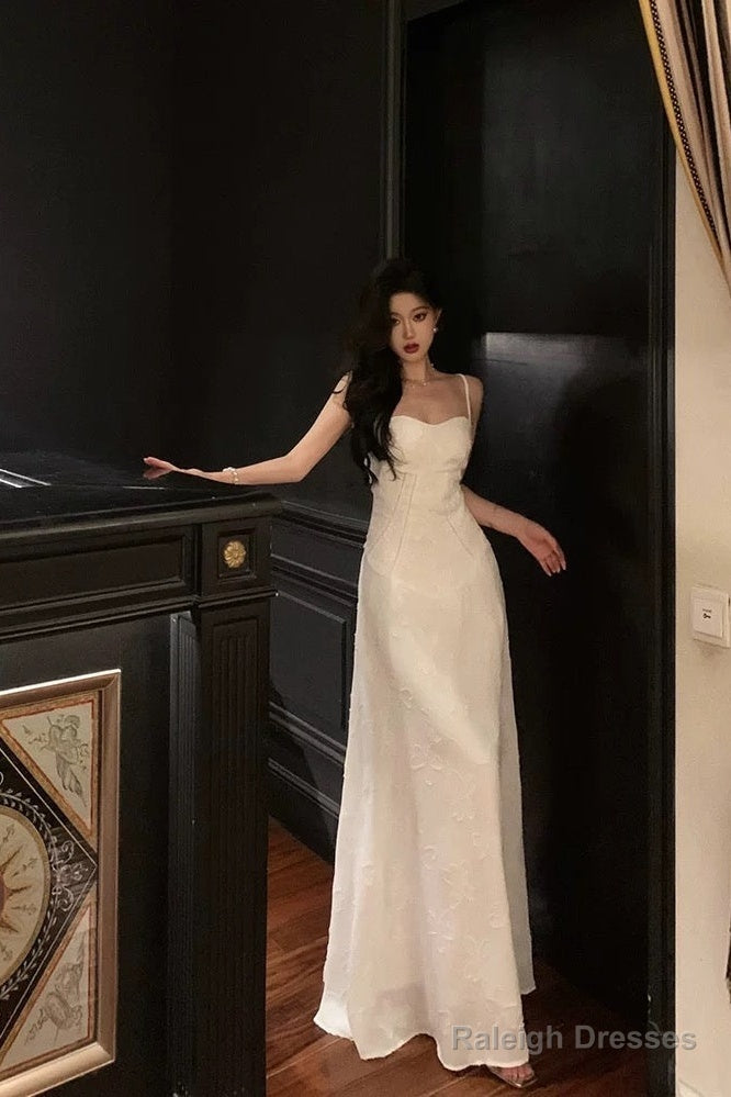 Classy A Line Spaghetti Straps Sleeveless White Lace Prom Dresses Birthday Outfits