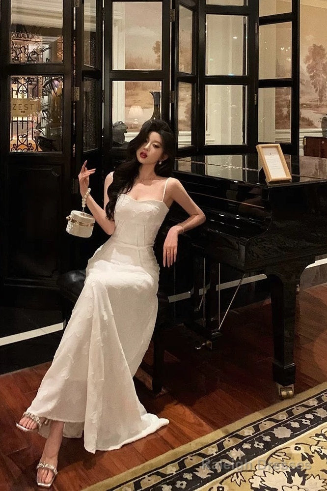 Classy A Line Spaghetti Straps Sleeveless White Lace Prom Dresses Birthday Outfits