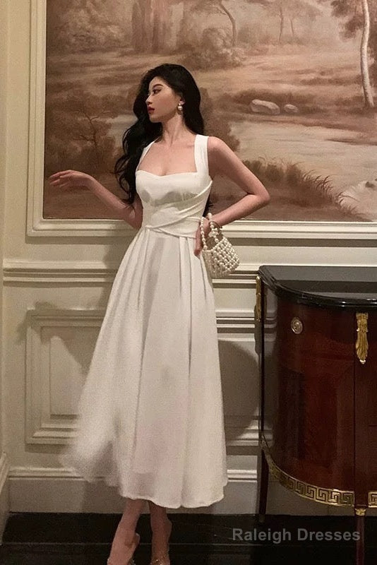 Classy A Line Square Neckline Ivory Prom Dresses Birthday Outfits Evening Gown Secondary image