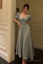 Classy A Line Sweetheart Blue Satin Prom Dresses Birthday Outfits Evening Gown