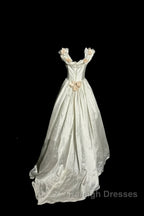 Classy Ball Gown Off The Shoulder Lace Ivory Long Wedding Dresses Bridal Dress