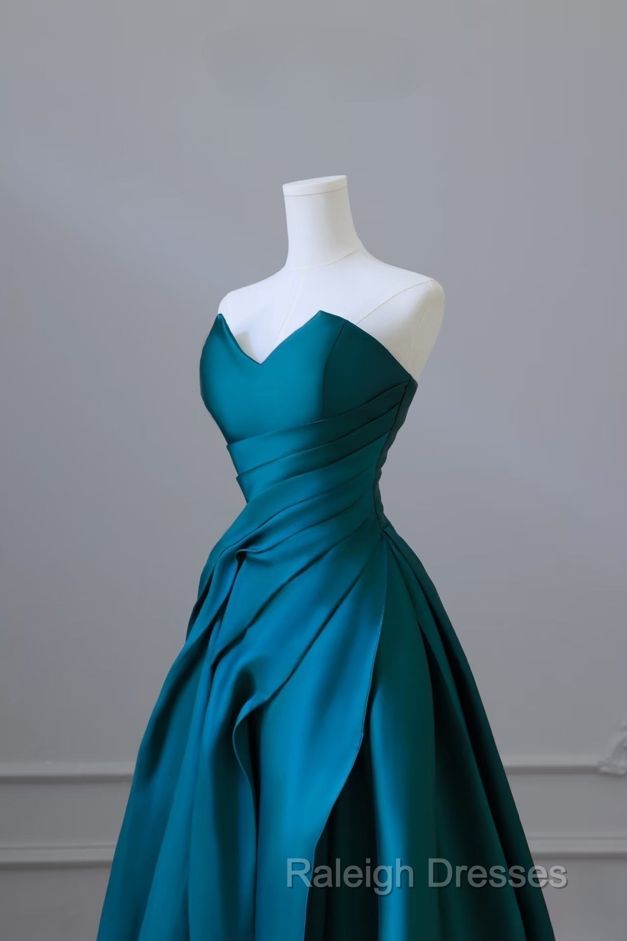 Classy Ball Gown Strapless Satin Ruffles Long Evening Dress Prom Dresses