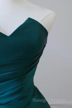 Classy Ball Gown Strapless Satin Ruffles Long Evening Dress Prom Dresses